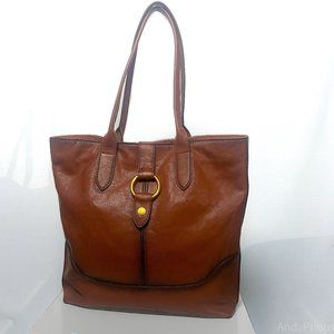 FRYE - Leather Ring Tote Purse in Cognac